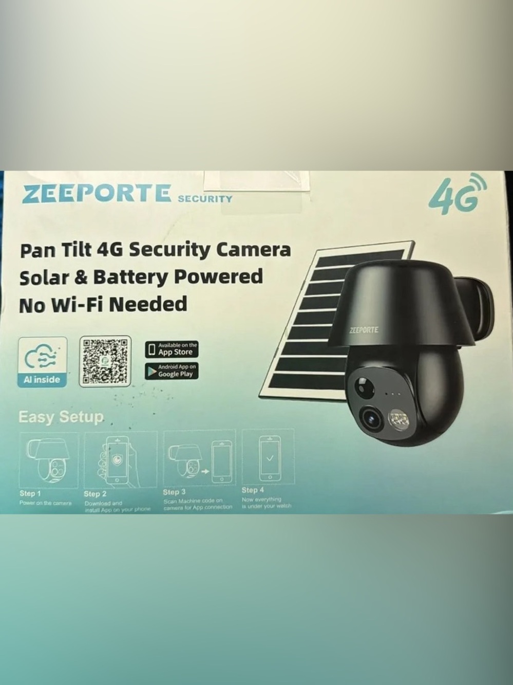 ZEEPORTE SECURITY 4G LTE Cellular Solar Security Camera
